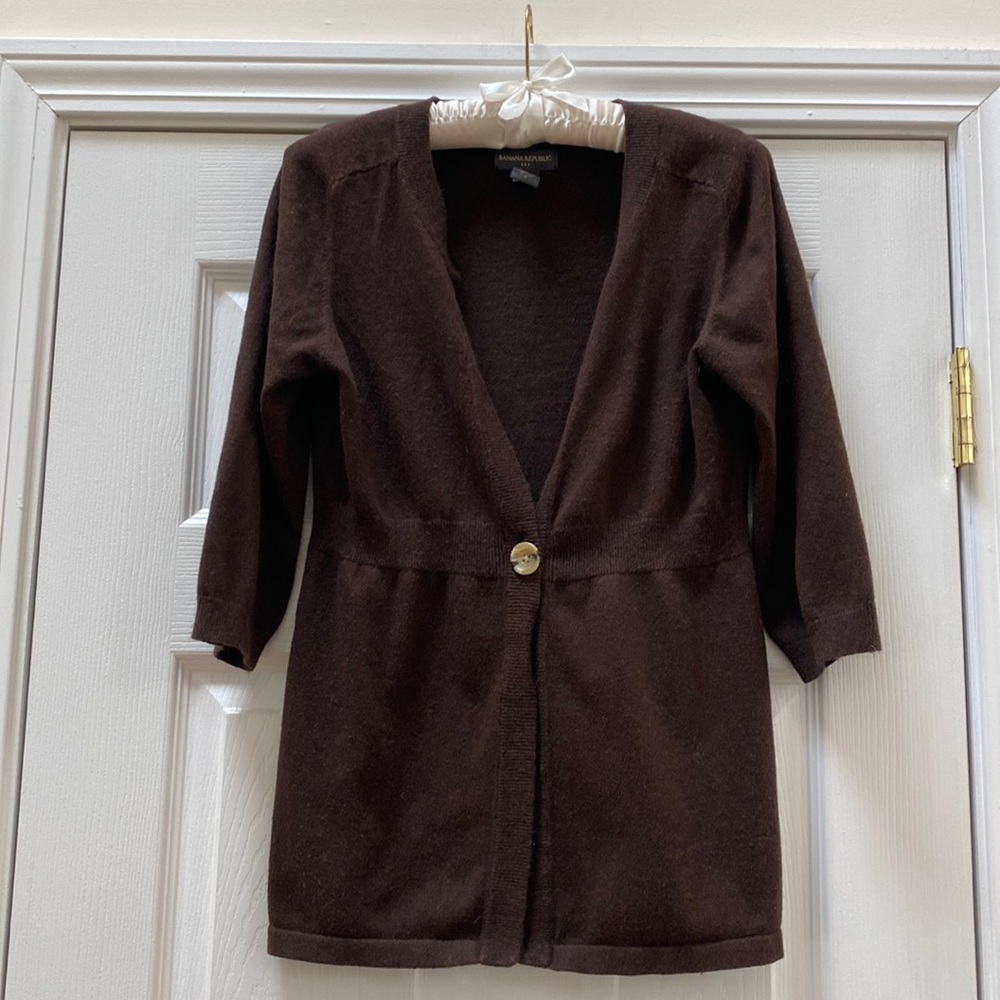 Banana Republic Chocolate Brown Sweater with 3/4 Sleeves, Size M